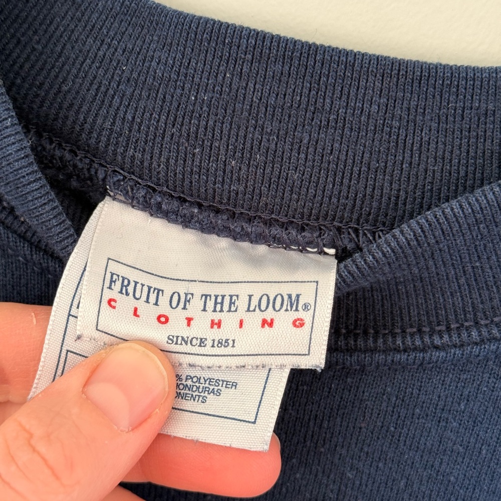 Fruit of the Loom Men's Crewneck Sweater in Deep Blue - Picture 3 of 4